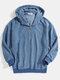 Mens Corduroy Solid Color Vintage Zipper Front Casual Hoodies With Pocket - Blue