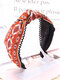 Vintage Ethnic Argyle Pattern Tie Lace Cloth Headband - Orange