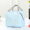 Women Cute Lunch Tote Bag Handbag Zipper Storage Waterproof Containers Picnic Pouch Bag - Blue stripes