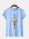 Mens Colorful Planet Printed Cotton Casual Round Neck T-shirts - Light Blue