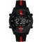 Fashion Men's Waterproof Silicone Strap Sports Watches Alarm Chronograph Wristwatch Military Clock - Red