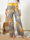 Женщины Plus Размер Цветочный принт на завязках на талии Свободная домашняя повседневная пижама Брюки - Желтый
