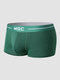 Men Cotton Contrast Letter Waistband U Convex Pouches Breathable Boxers Briefs - Green