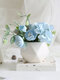 1PC Potted Rose Artificial Flower Iron Pot Bonsai Home Office Garden Decor Artificial Green Leave Plant Decoration - Blue