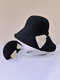 Women Cotton Cloth Casual Outdoor Bowknot Back Brim Extended Foldable Sunshade Bucket Hats - Black
