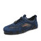 Men Mesh Splicing Breathable Non Slip Elastic Lace Casual Shoes - Blue