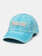 Unisex Washed Cotton Three-dimensional Letters Embroidery Sewing Thread Soft-top Fashion Baseball Cap - Lake Blue