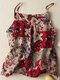 Camisole à bretelles spaghetti en coton à imprimé floral ethnique vintage pour femmes - rouge