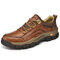Men Outdoor Work Style Lace Up Slip Resistant Hiking Shoes - Brown