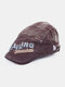 Men Cotton Embroidery Letter Outdoor Casual Sunshade Forward Hat Beret Hat Flat Hat - Brown