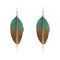 Vintage Ear Drop Earrings Colorful Gradient Feather Chain Tassels Earrings Ethnic Jewelry for Women - Green