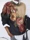 Ombre Calico Printed Long Sleeve O-neck Sweatshirt For Women - Khaki
