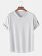 Mens Solid Color Breathable & Thin Loose V-Neck T-Shirts - White