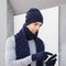 Men 2/3PCS Solid Color Keep Warm Sets Fashion Casual Wool Hat Beanie Scarf Full-finger Gloves - #04