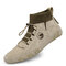 Men Pigskin Leather Soft Non Slip Handmade Stitching Knitted Sock Ankle Boots - Beige