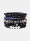 Vintage Bohemia Natural Stone Combination Set Round Bead Men Bracelet - #19
