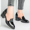 Женские туфли с заостренным носком на толстом каблуке - Черный