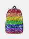 Women Nylon Colorful Cartoon Rainbow Large Capacity Backpack - 19