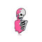 ヴィンテージハーフピンクスカルブローチ亜鉛合金ドロップオイル男性女性漫画バッジジュエリーギフト - ピンク