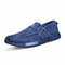 Men Washed Canvas Comfy Soft Sole Slip On Casual Shoes - Blue
