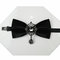 Foraml Bow Tie Velvet Fabric Hollow Geometric Crystal Pendant Bow Bolo Tie Vintage Jewelry for Men - Black
