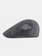 Men Mesh Hollow Out Solid Color Sunshade Breathable Forward Hat Beret Hat Flat Hat - Dark Gray