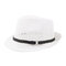 Women Caddice Weave Gridding Breathable Curl Brim Addition Leather Belt Fashion Jazz Hat  - White 2
