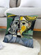 1 Pc Multicolor Cartoon Character Pattern Print Linen Pillowcase Throw Pillow Cover Sofa Home Car Cushion Cover - #01