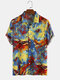 Men Abstract Tie-dye Printed Holiday Casual Shirt - Blue
