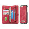 CaseMe Genuine Leather 10 Card Slots For iPhone6s/6s Plus/7/7Plus Phone Case Wallet For Men - Red