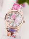 6 colores Silicona Acero inoxidable Mujer vendimia Watch Puntero decorado Calico Print Cuarzo Watch - #01