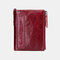 Women Genuine Leather 6 Card Slots Photo Card Money Clip Coin Purse Multifunctional Wallet - Red