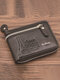 Men PU Leather Embossed Vintage Short Coin Money Clips Wallet Purse - Coffee