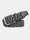 100 CM Men Contrast Colors Elastic Woven Canvas Punch-free Alloy Pin Buckle Casual Belt - Dark Gray