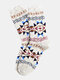 5 Pairs Unisex Cotton Blend Thick Knitted Geometric Pattern Jacquard High Socks - Khaki