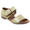 Big Size Female Casual Solid Color Buckle Flat Sandals - Green