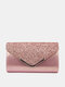 JOSEKO Women's Fashion Faux Leather Sequin Evening Bag Cosmetic Bag Elegant Clutch - Pink
