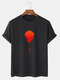 Herren Red Sun Kurzarm-T-Shirts aus japanischer bedruckter Baumwolle - Schwarz