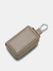 Menico Men's Leather Multifunctional Double Zipper Key Case Universal Car Key Case - Khaki