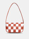 Women Faux Leather Fashion Lattice Pattern Color Matching Crossbody Bag Shoulder Bag - Red+White