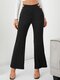 Solid Color Hollow Zipper Elastic Casual Pants For Women - Black