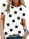 Floral Print Short Sleeve O-neck Casual T-shirt For Women - White