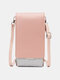 Women Multi-Compartments 6.5 inch Crossbody Phone Bag Faux Leather Large Capacity Shoulder Bag - Pink