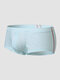 Men Solid Side Striped Button Front U Convex Elastic Waist Boxers Briefs - Blue
