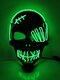 1 PC One-Eyed Pirate Mask Halloween LED Light Up Mask For Festival Halloween Cosplay Costume For Men Women Kids - Silver Light Green