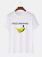 Mens Banana & Character Print Cotton Plain Breathable Loose Casual T-Shirts - White