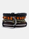 4 Pcs/Set Vintage Multi-layers Woven DIY Set Faux Leather Bracelet - #17
