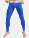 Men Patchwork Long Johns Slim Regenerated Cellulose Fiber Soft Stretch Underpants With Pouch - Blue
