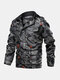 Mens Camo PU Leather Fur Lined Fleece Warm Multi Pockets Thicken Jackets - Grey