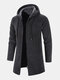 Mens Chenille Knitted Plush Lined Warm Drawstring Hooded Cardigans - Dark Gray
